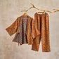 Ownkoti Geometric Pattern Cotton Kimono Loungewear Set - Orange - XL - image 1