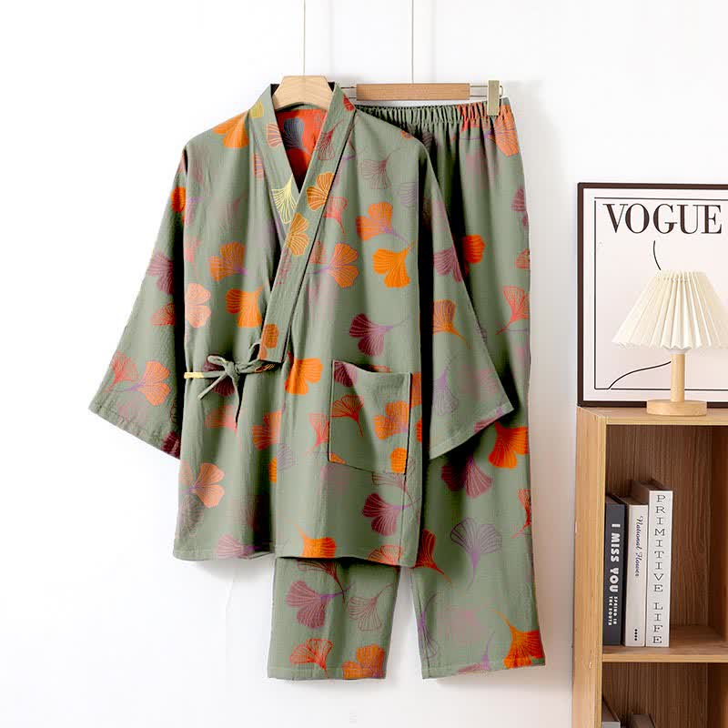 Ownkoti Ginkgo Cotton Gauze Kimono Loungewear Set - image 37
