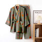 Ownkoti Ginkgo Cotton Gauze Kimono Loungewear Set - Green & Wine - XL - image 43