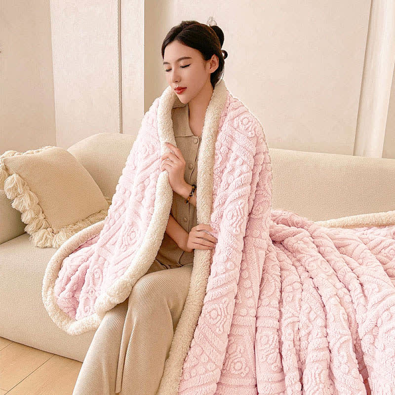 Plush Floral Sherpa Fleece Warm Blanket - image 6