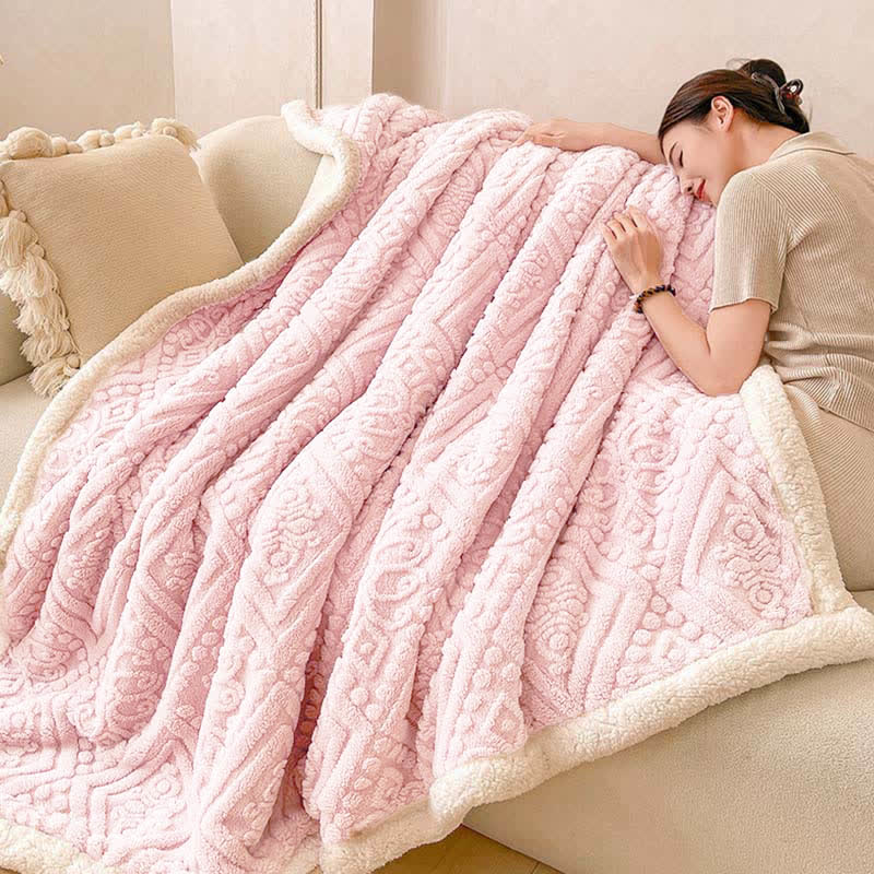 Plush Floral Sherpa Fleece Warm Blanket - image 7