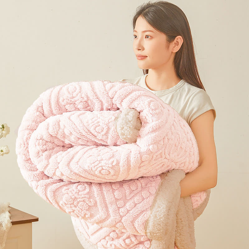 Plush Floral Sherpa Fleece Warm Blanket - image 4