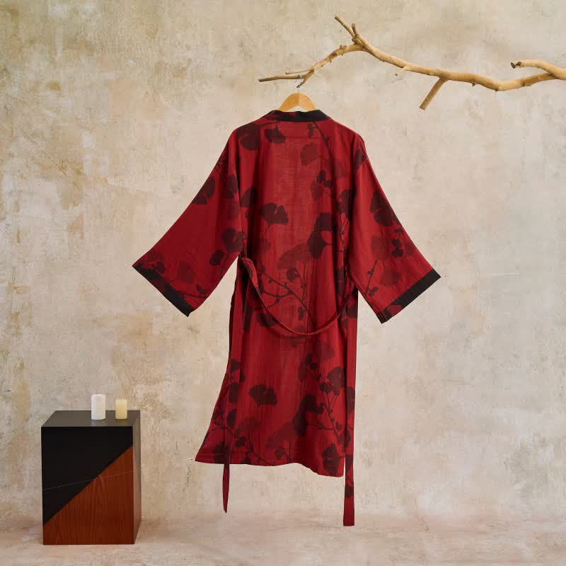 Ownkoti Large Ginkgo Leaf Cotton Kimono Robe - image 15