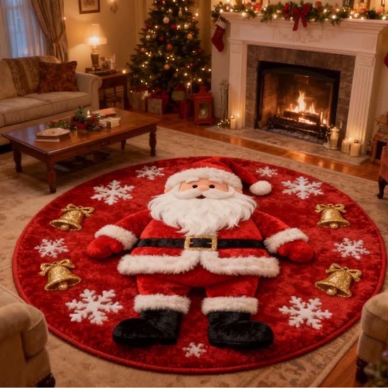 Ownkoti Christmas Santa 3D Effect Rug - A - 55" x 55" - image 0