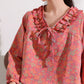 Ownkoti Pink Floral Jacquard Ruffled Cotton Loungewear - image 3