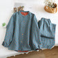 Ownkoti Grid Cotton Gauze Long Sleeves Loungewear - Blue - 2XL - image 17