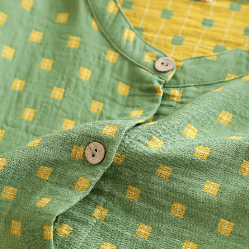 Ownkoti Grid Cotton Gauze Long Sleeves Loungewear - image 8