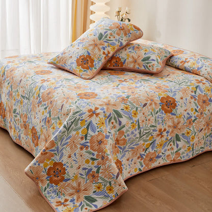 Ownkoti Cotton Quilted Garden Floral Coverlet - 2PCS Pillowcases - 19" x 27" - image 0
