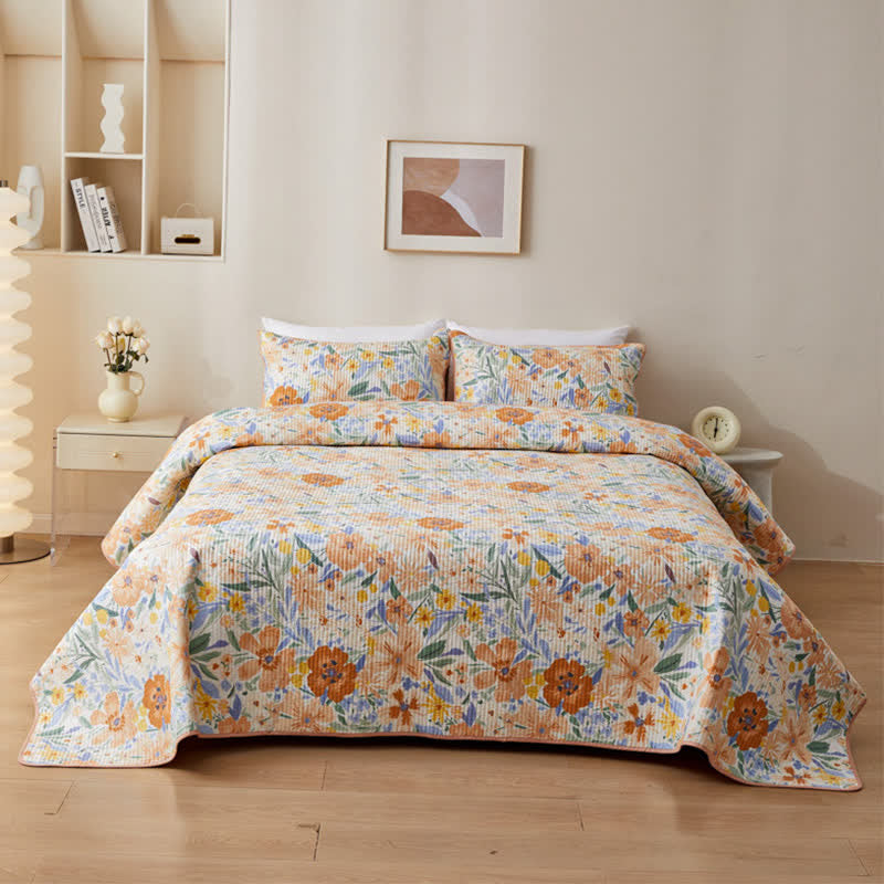 Ownkoti Cotton Quilted Garden Floral Coverlet - image 1