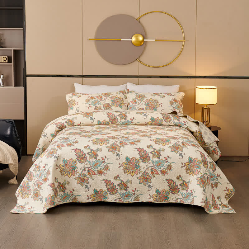 Ownkoti Natural Cotton Quilted Paisley Bedspread Set(3PCS) - image 1