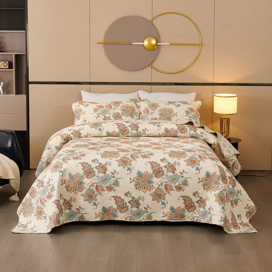 Ownkoti Natural Cotton Quilted Paisley Bedspread Set(3PCS) - image 1