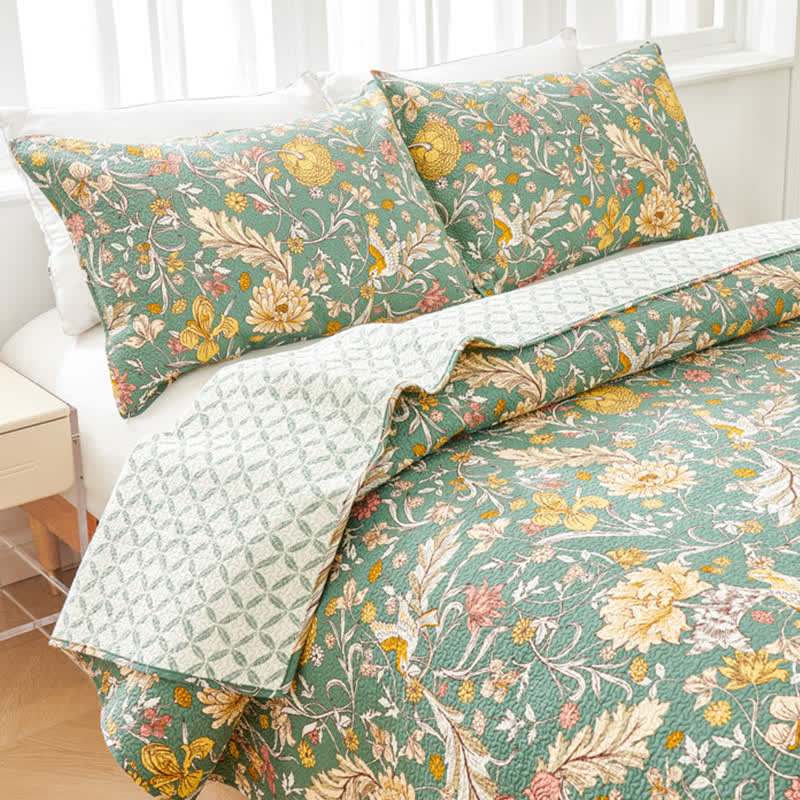 Ownkoti William Morris Floral Quilted Bedspread Set(3PCS) - image 3