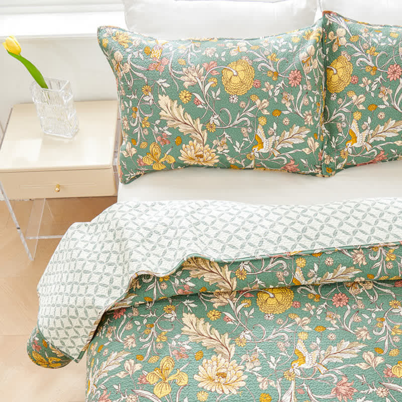 Ownkoti William Morris Floral Quilted Bedspread Set(3PCS) - image 4