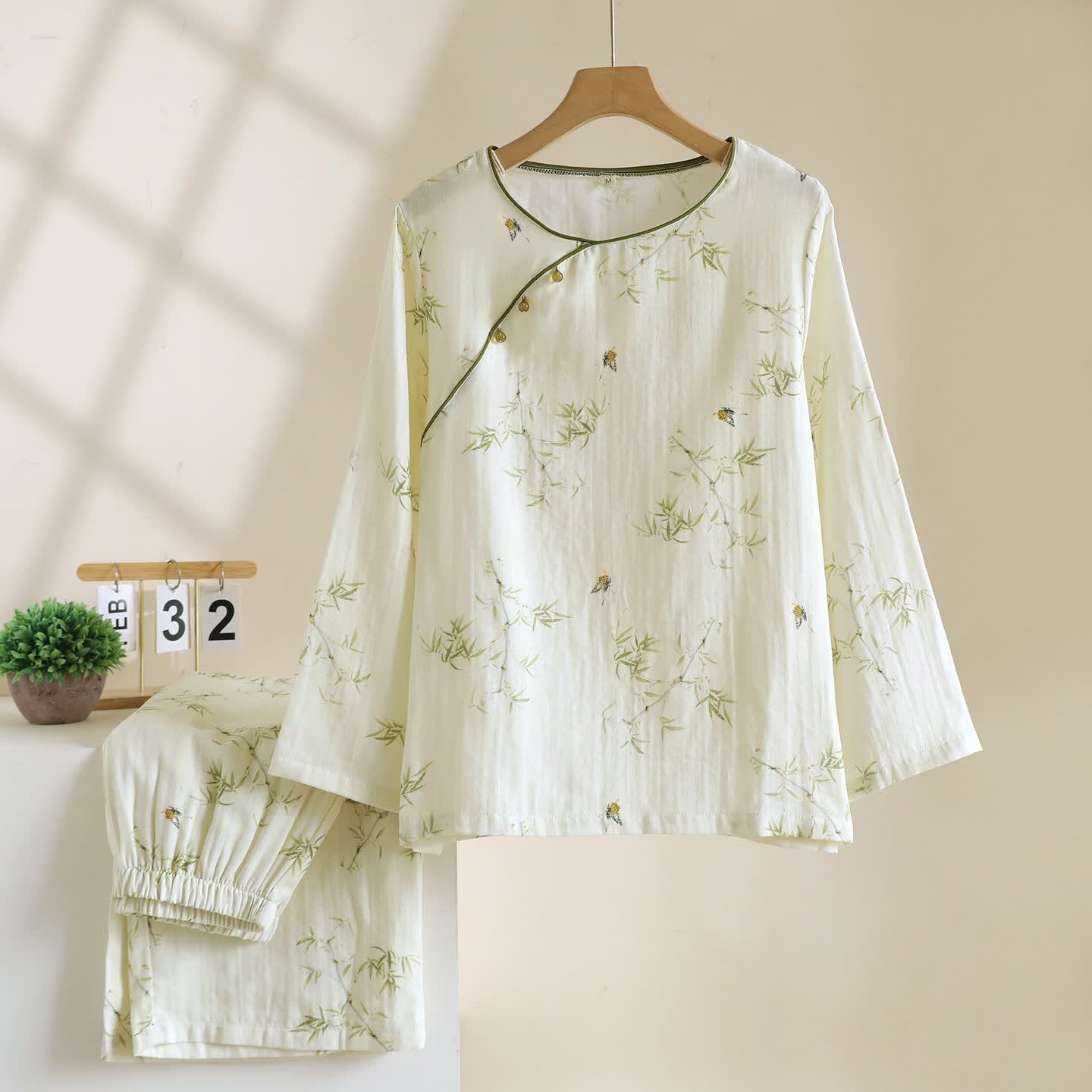 Ownkoti Oriental-inspired Bamboo Butterfly Cotton Loungewear - XL - image 0