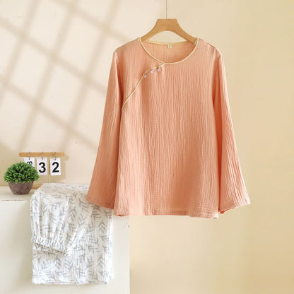 Ownkoti Oriental-inspired Leaf Cotton Loungewear - Pink - XL - image 2