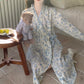 Ownkoti Blue Floral Long Sleeve Ruffled Nightgown - image 2