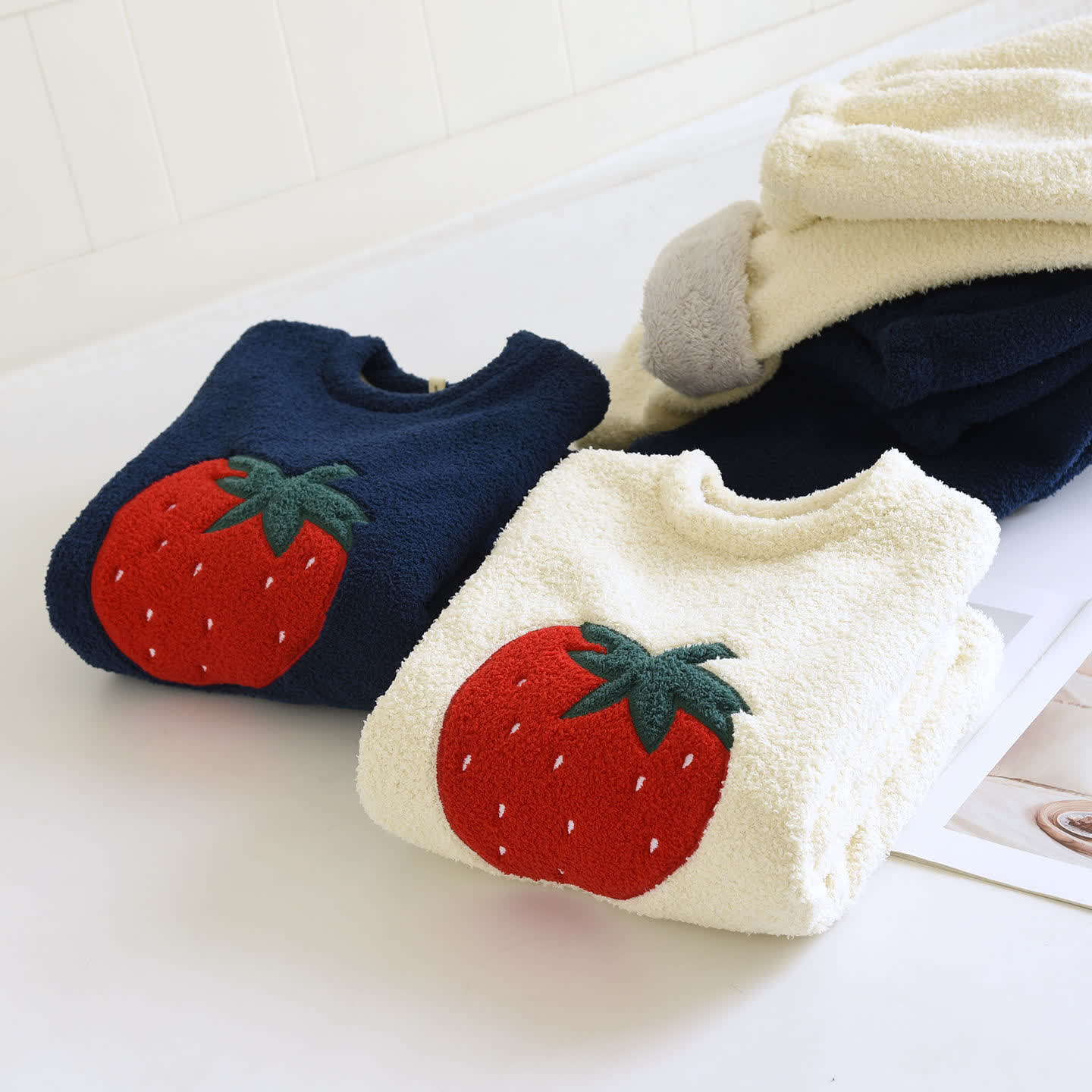 Ownkoti Strawberry Print Sherpa Loungewear Set - image 1