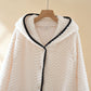 Ownkoti Solid Color Hooded Plush Button Robe - image 4