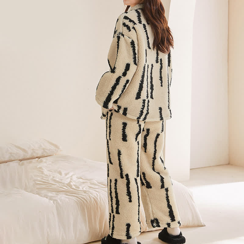 Ownkoti Vertical Stripe Fleece Loungewear Set - image 6