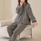 Ownkoti Striped Plush Zip-Up Loungewear Set - image 7