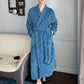 Ownkoti Solid Color Grid Textured Plush Bathrobe - image 8