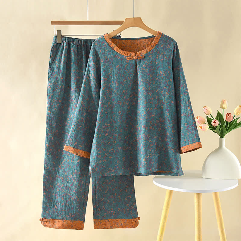 Ownkoti Vintage Cotton Branch Long Sleeve Pajamas - XL - image 0