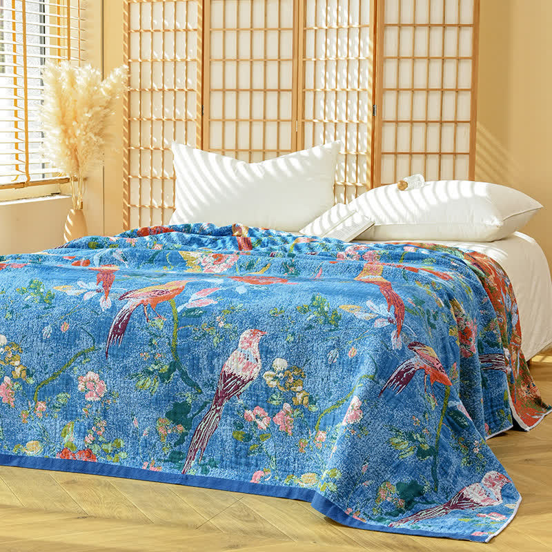 Ownkoti Artistic Floral Bird Cotton Gauze Quilt - image 1