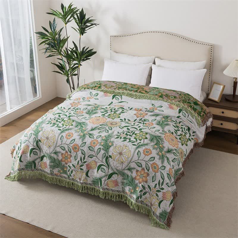 Ownkoti Refresh Floral Cotton Gauze Tassel Quilt - image 1