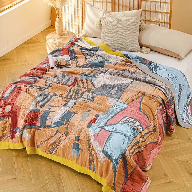 Ownkoti Impressionist Town Cotton Gauze Blanket - image 2