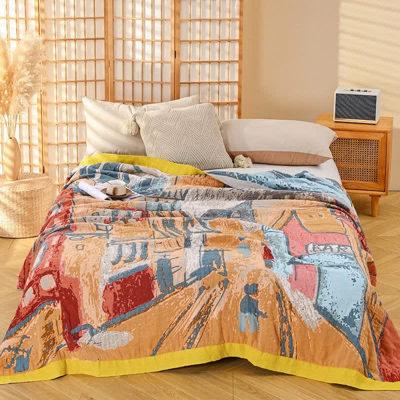 Ownkoti Impressionist Town Cotton Gauze Quilt - Queen - image 0