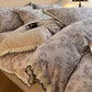 Ownkoti Brushed Cotton Artistic Floral Lace Bedding Set - Coffee - King - image 1