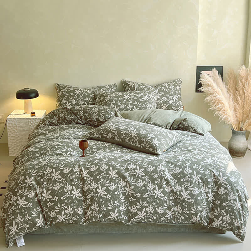 Ownkoti Greenery Floral Print Bedding Set(4PCS) - image 1