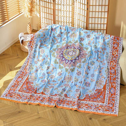Ownkoti Vibrant Vintage Pattern Cotton Gauze Blanket - 90"W x 98"L - image 0