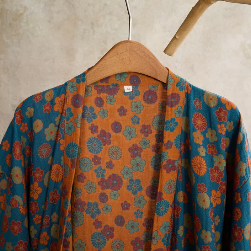 Ownkoti Vintage Floral Jacquard Cotton Kimono Robe - image 3