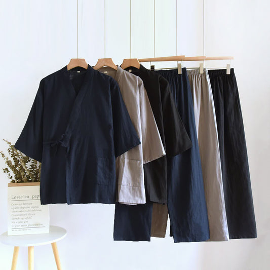 Ownkoti Unisex Solid Cotton Kimono Loungewear Set - image 1