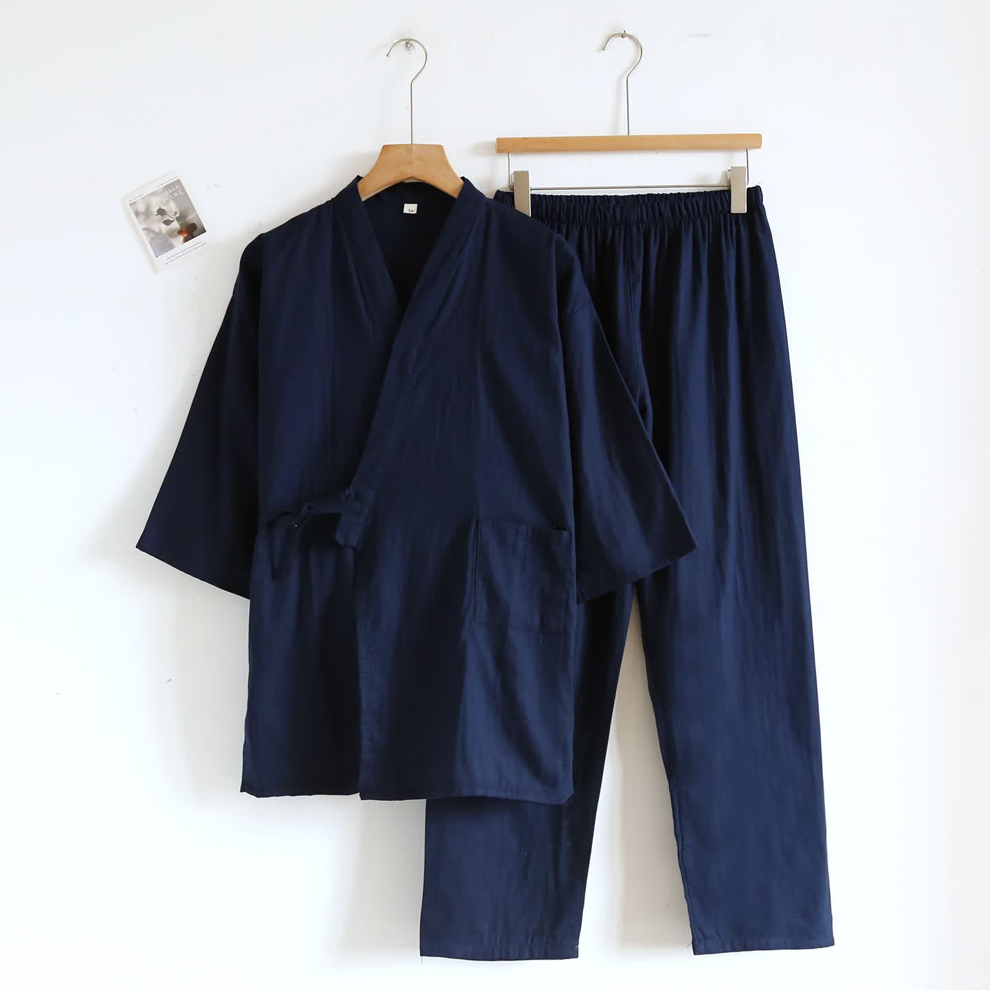 Ownkoti Unisex Solid Cotton Kimono Loungewear Set - Royal Blue - XL - image 6