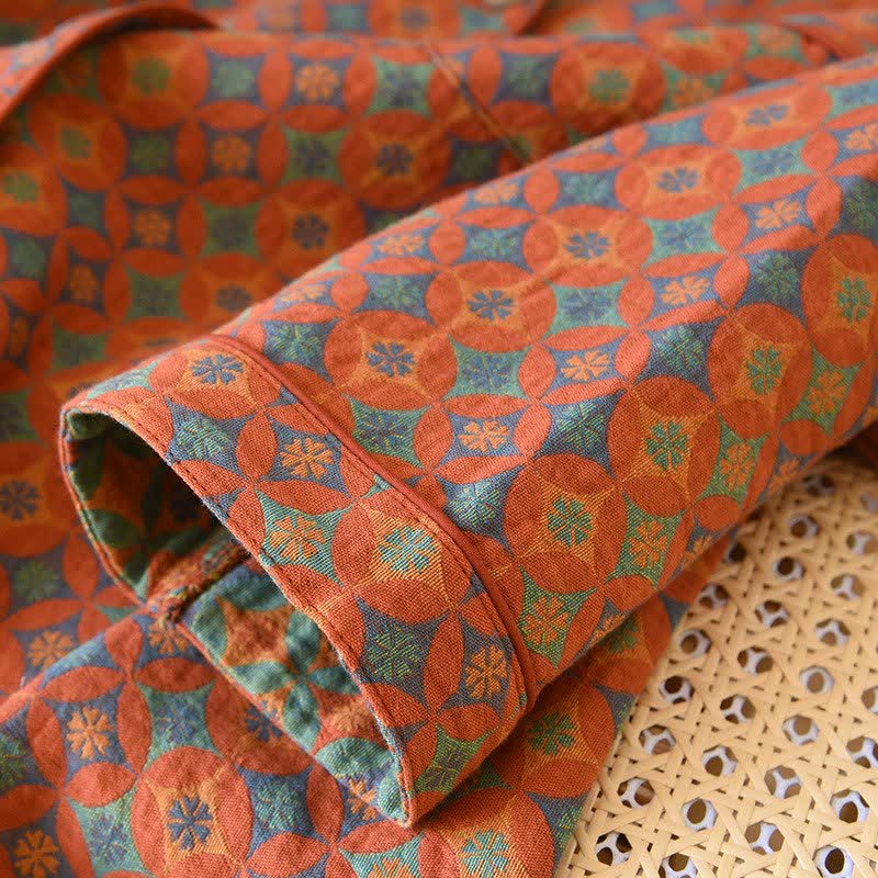 Ownkoti Retro Geometric Pattern Cotton Gauze Loungewear - image 6