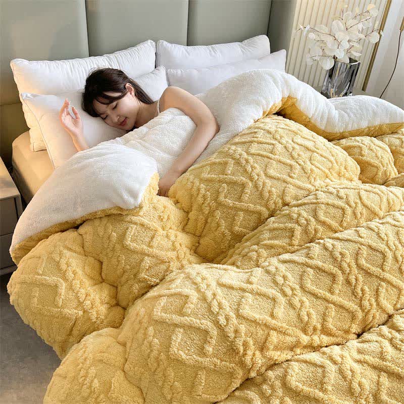 Ownkoti Jacquard Solid Color Comfy Fluffy Blanket - Yellow - King - image 25