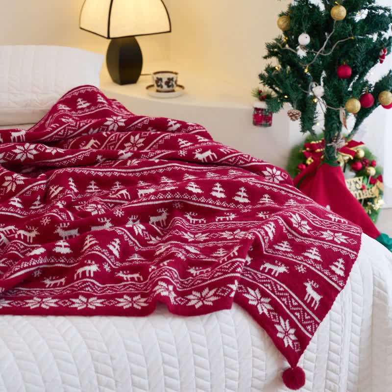 Ownkoti Christmas Inspired Knitted Throw Blanket - B - 59"W x 79"L - image 4