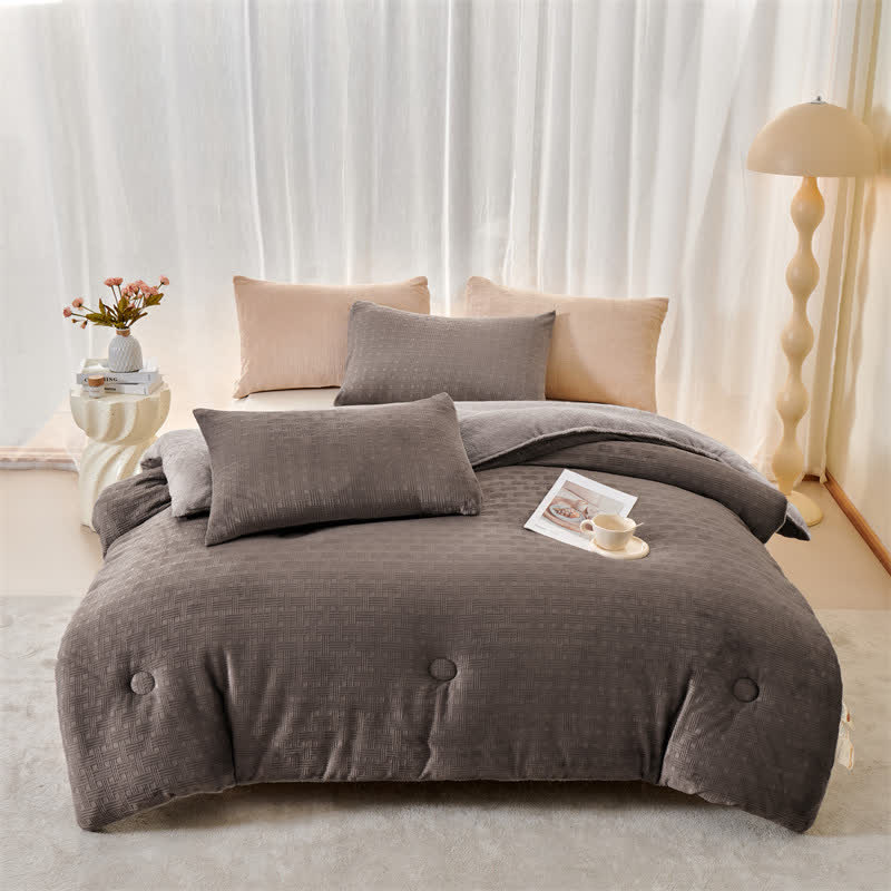 Ownkoti Plush Waffle Textured Sherpa Blanket - Dark Gray - King - image 14