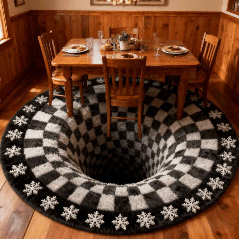 Ownkoti Black Hole 3D Checkered Rug - image 2