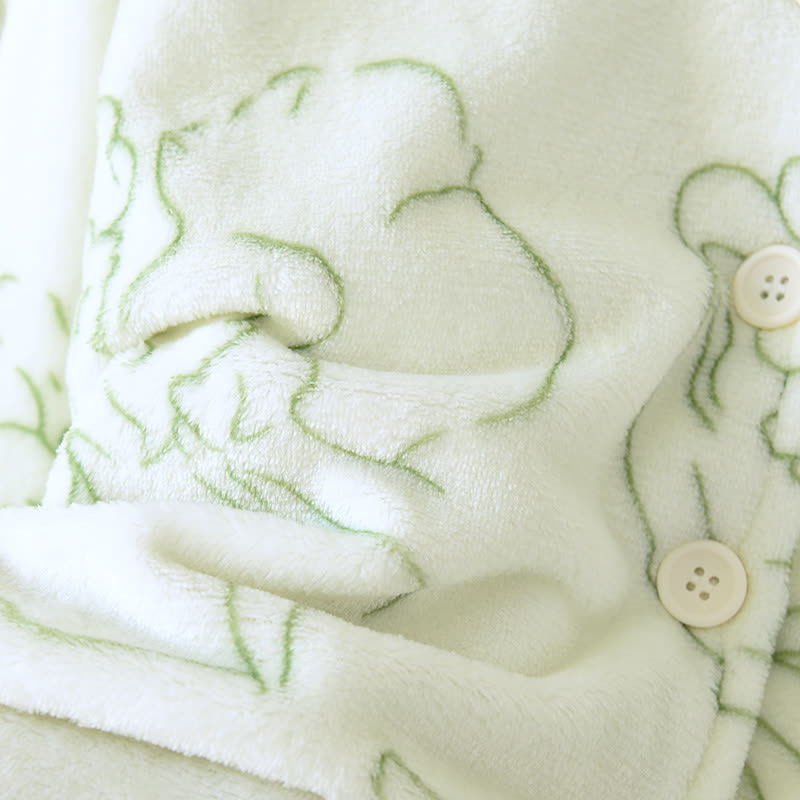 Fresh Green Line-Art Plush Loungewear Set - image 12
