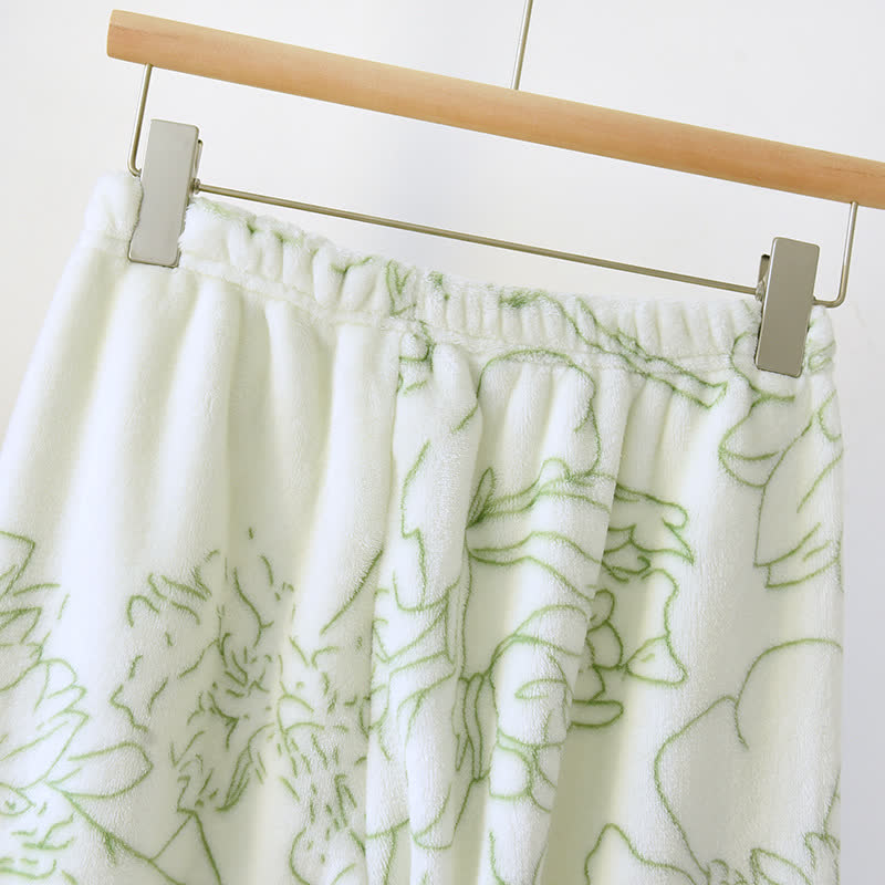 Fresh Green Line-Art Plush Loungewear Set - image 9