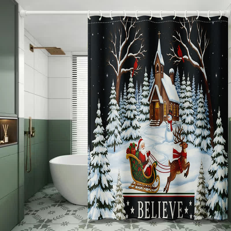 Christmas Snowy Night Shower Curtain - 71"W x 79"L - image 0
