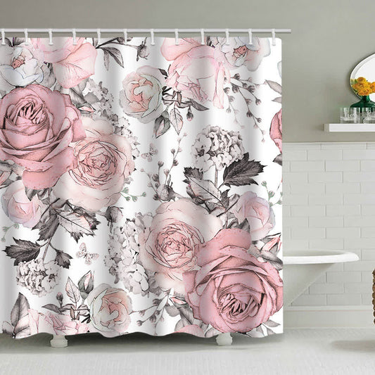Luxurious Flowers Print Shower Curtain - A - 71"W x 90"L - image 0