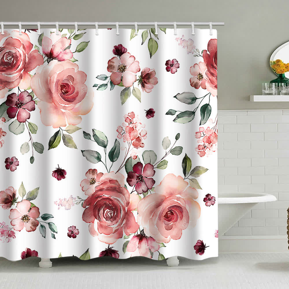 Luxurious Flowers Print Shower Curtain - D - 71"W x 90"L - image 3