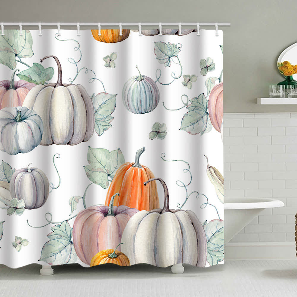 Pumpkin Harvest Print Shower Curtain - C - 71"W x 79"L - image 6