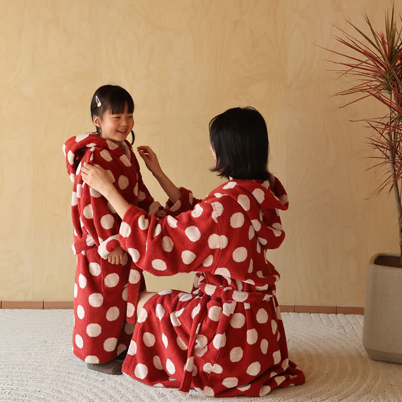 Matching Family Polka Dot Hooded Cotton Robe - image 3