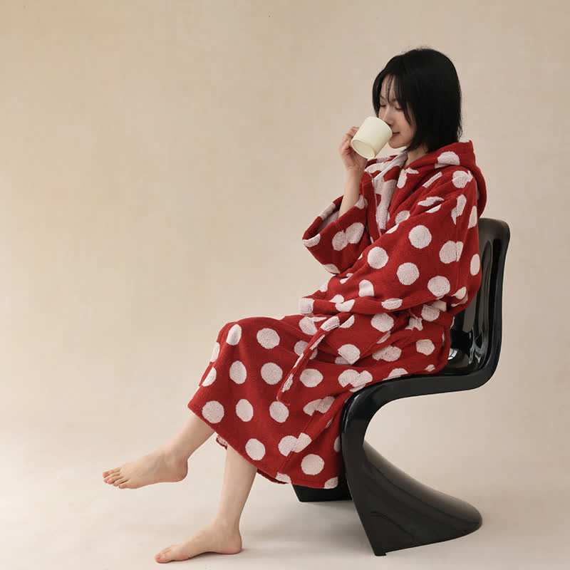 Matching Family Polka Dot Hooded Cotton Robe - image 9