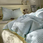 Waffle Textured Pure Cotton Bedding - Blue & Yellow - King - image 12